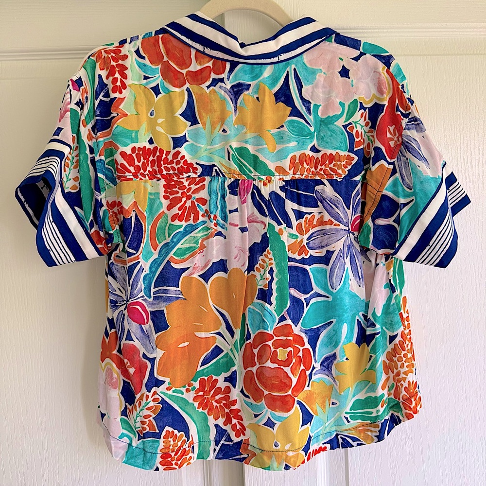 Anthropologie Sisters Gulassa Whimsy Pajama Top Floral Short Sleeve Small New - Picture 5 of 10